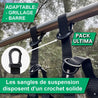 Sangles de suspension Pack Ultima GymKross avec crochets solides adaptables sur grillage ou barre pour entraînement en plein air sécurisé