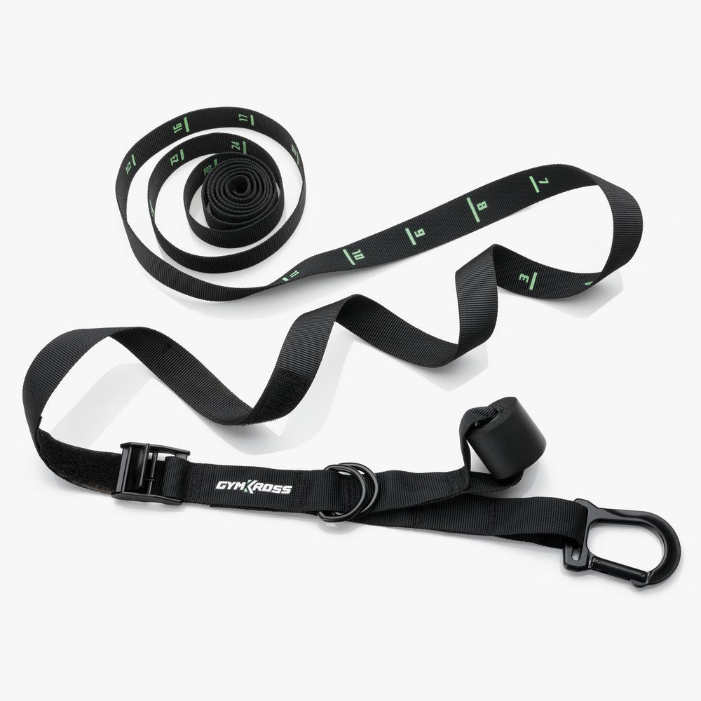 "Sangle numérotée GymKross en nylon durable avec mousqueton, offrant une précision dans l'ajustement et une stabilité renforcée pour des entraînements variés en suspension ou résistance."